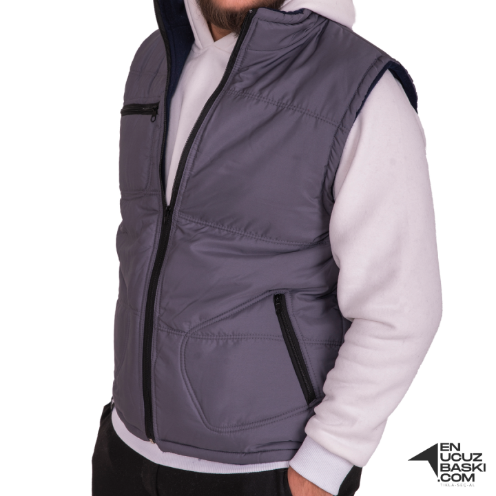 Basic  Anorak Yelek 3 Cepli Gri