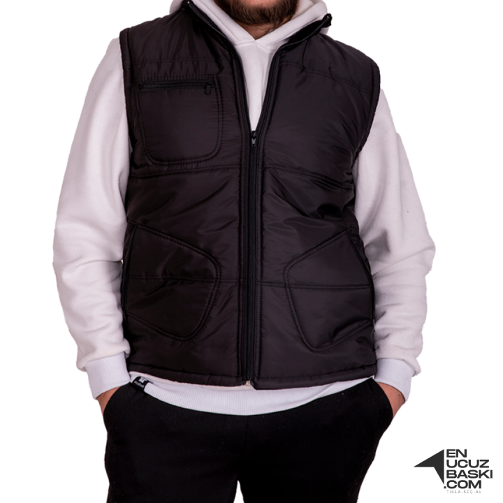 Basic  Anorak Yelek 3 Cepli Siyah
