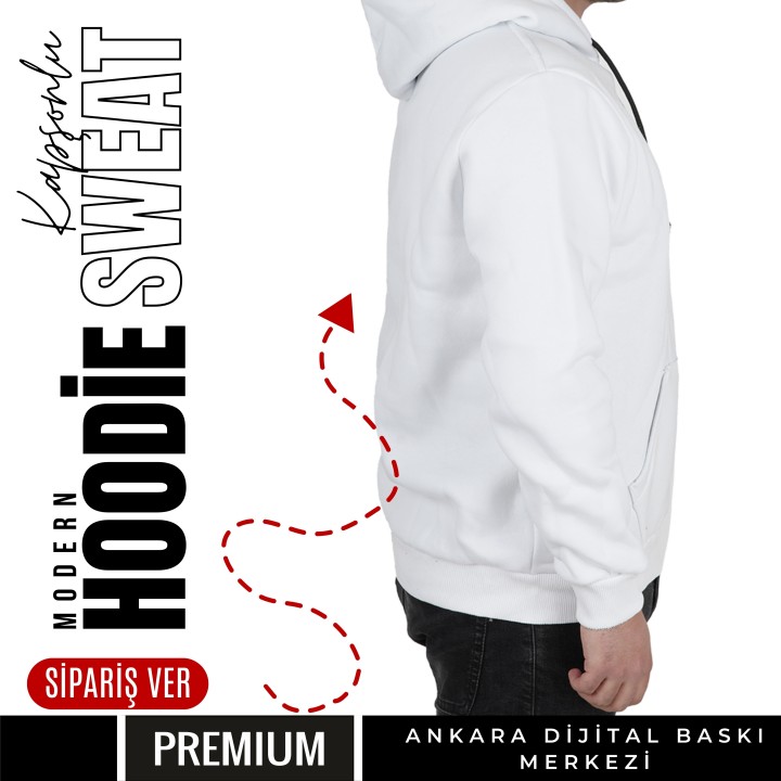 Basic Ktl 04 Kapşonlu Beyaz Sweatshirt