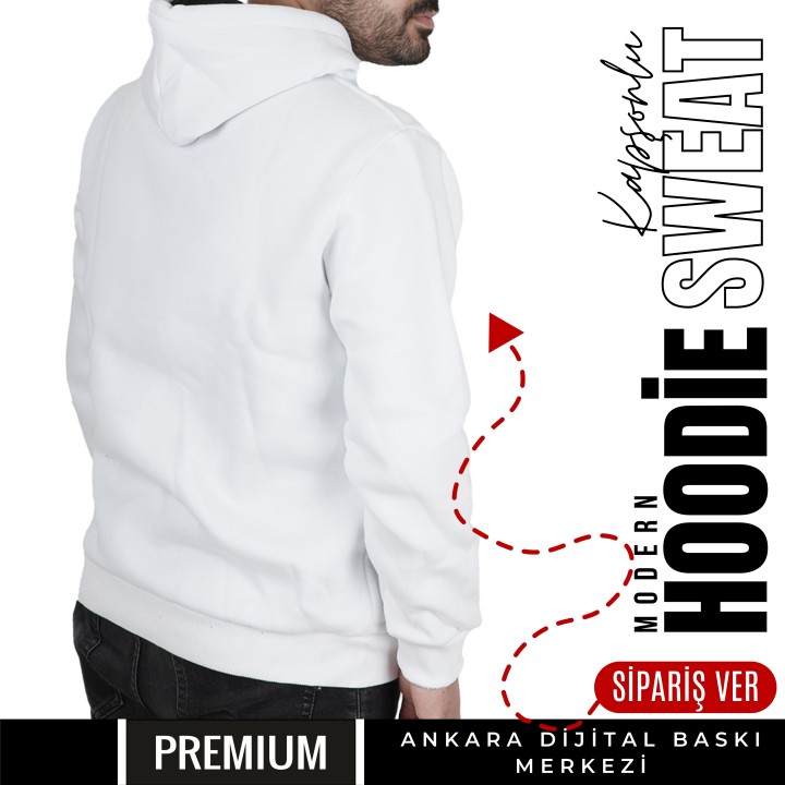 Basic Ktl 04 Kapşonlu Beyaz Sweatshirt
