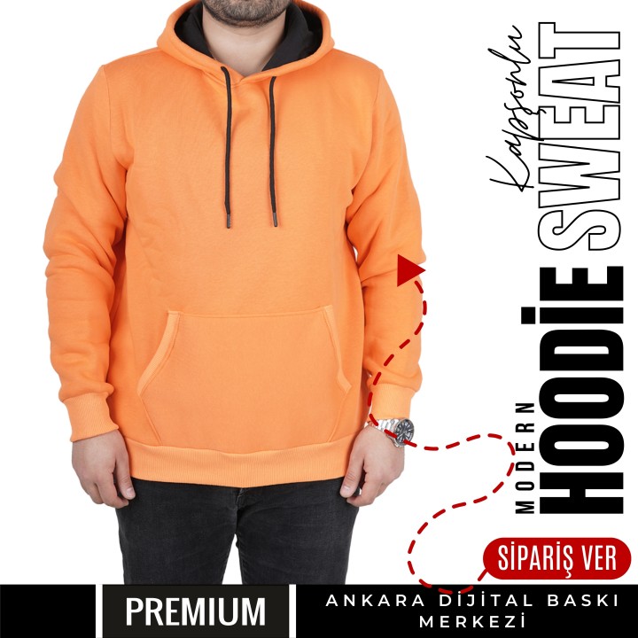 Basic Ktl 09 Kapşonlu Turuncu Sweatshirt