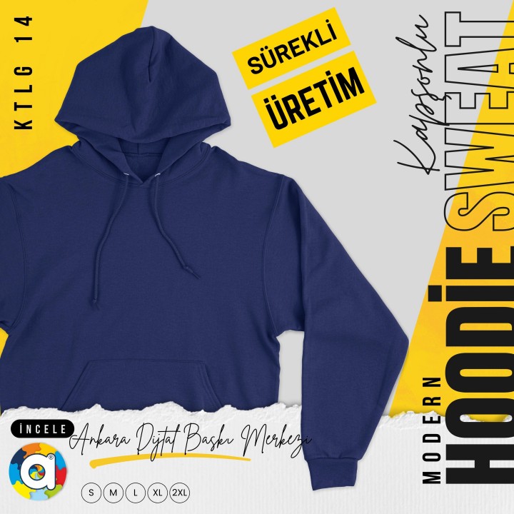 Basic Ktl 14 Kapşonlu Lacivert Sweatshirt