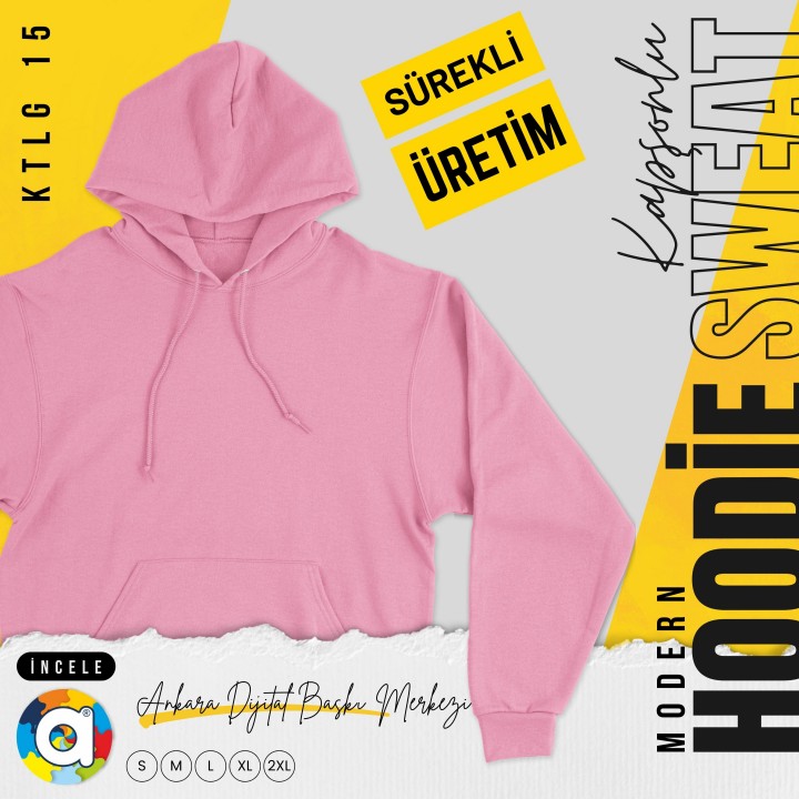 Basic Ktl 15 Kapşonlu Pembe Sweatshirt