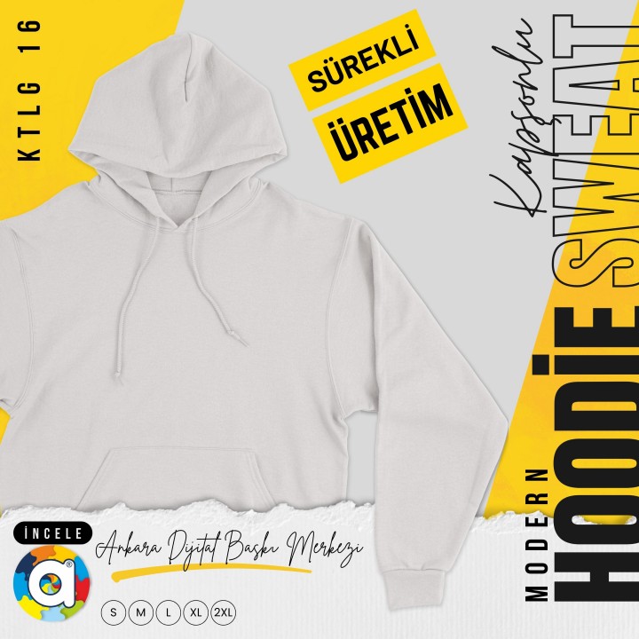 Basic Ktl 16 Kapşonlu Kırık Beyaz Sweatshirt