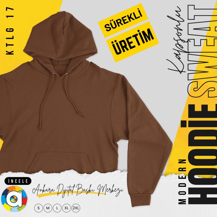 Basic Ktl 17 Kapşonlu Kahverengi Sweatshirt