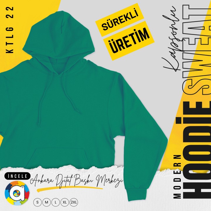 Basic Ktl 22 Kapşonlu Açık Benetton Yeşil Sweatshirt