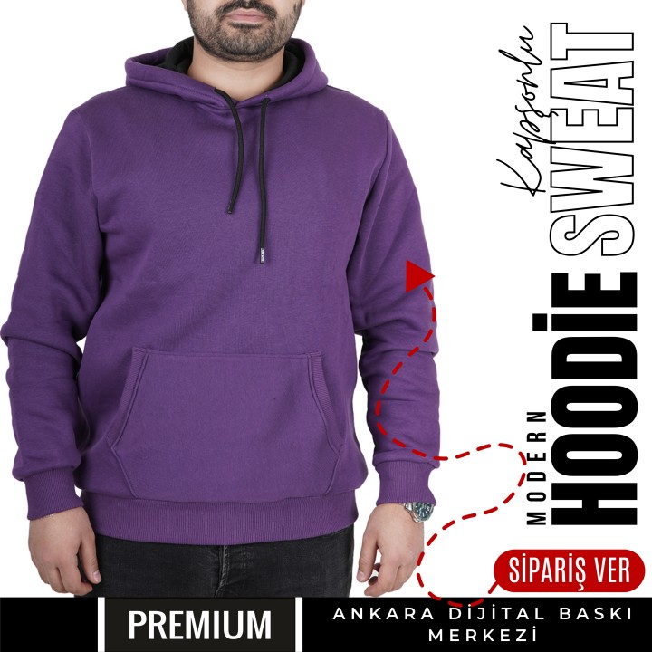 Basic Ktl 23 Kapşonlu Mor Sweatshirt