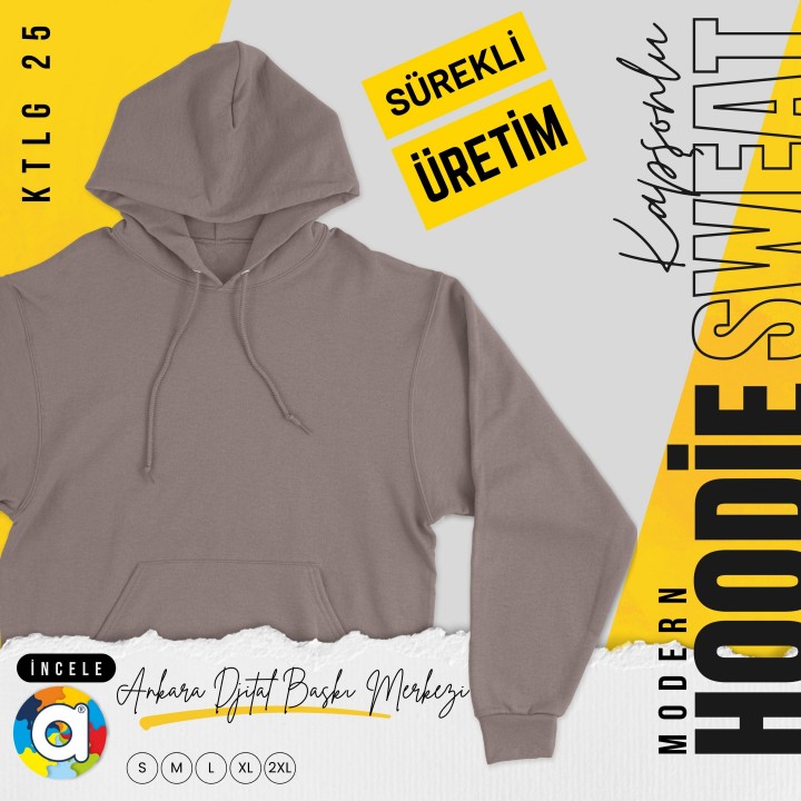 Basic Ktl 25 Kapşonlu Koyu Krem Sweatshirt