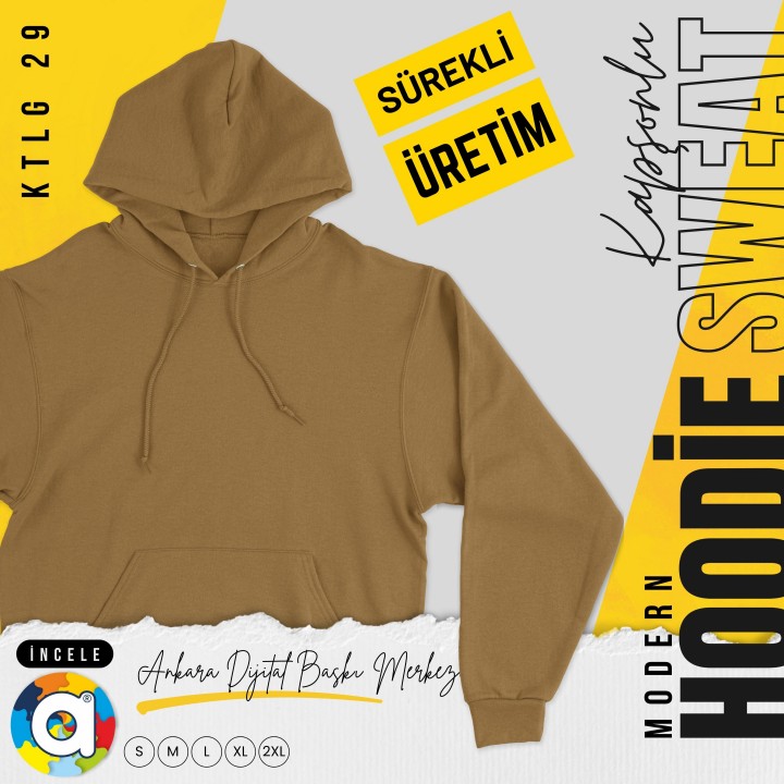 Basic Ktl 27 Kapşonlu Açık Kahve Sweatshirt