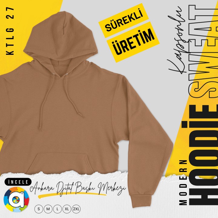Basic Ktl 27 Kapşonlu Açık Kahve Sweatshirt
