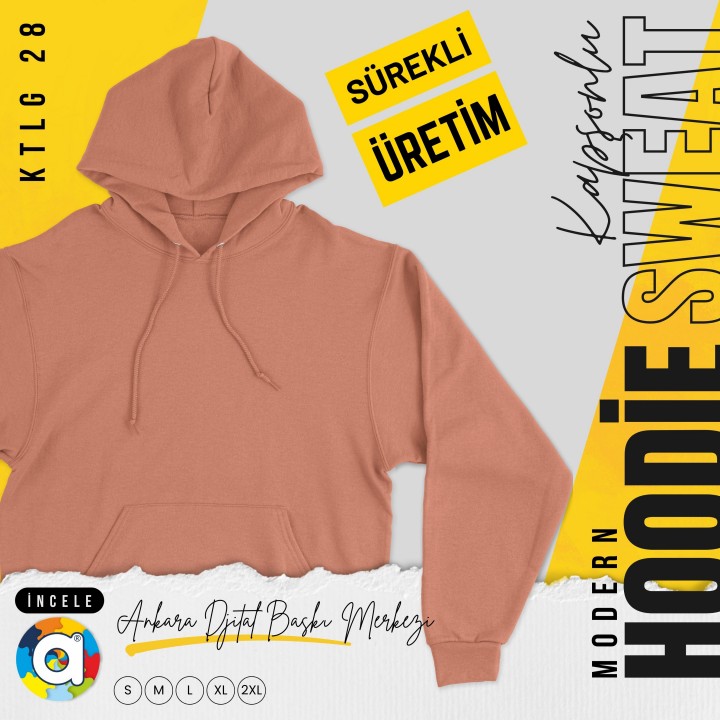 Basic Ktl 28 Kapşonlu Somon Sweatshirt