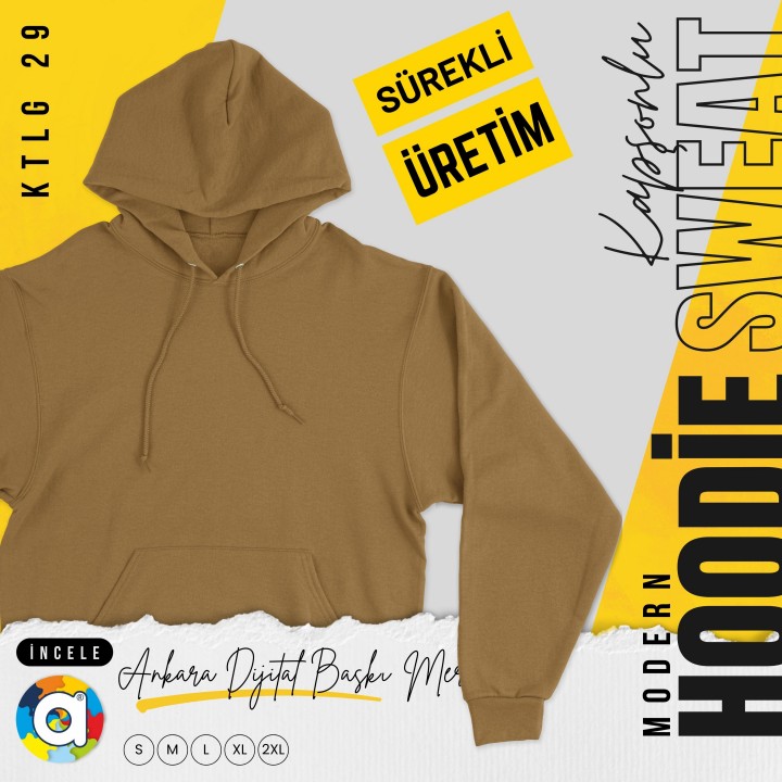Basic Ktl 29 Kapşonlu Light Kahve Sweatshirt