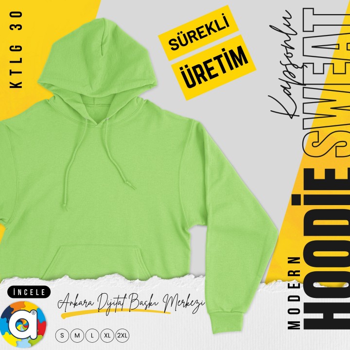 Basic Ktl 30 Kapşonlu Açık Yeşil Sweatshirt