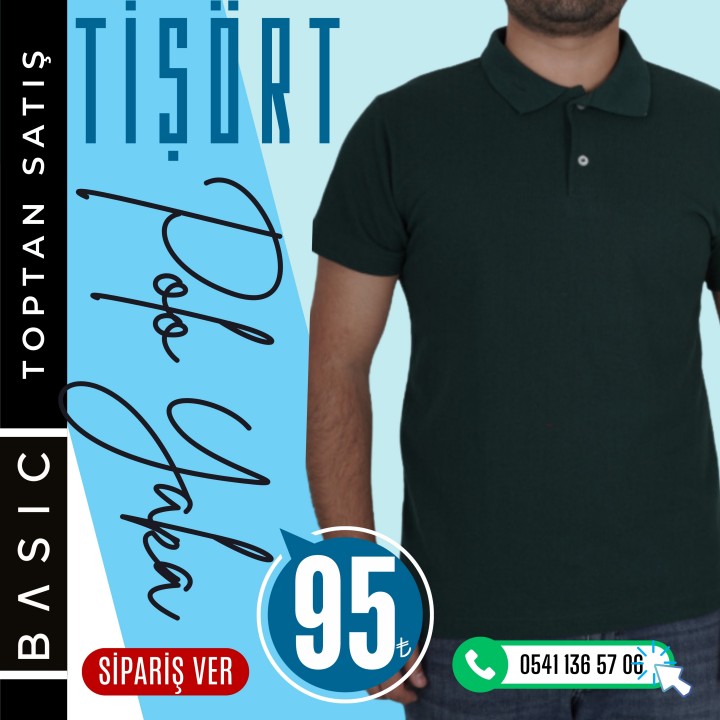 Basic Polo Yaka Tişört Haki Yeşil