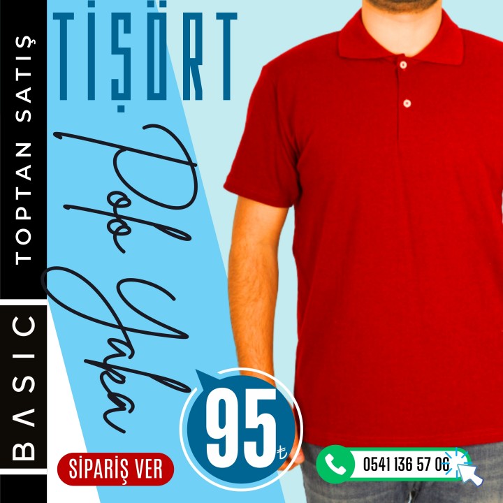 Basic Polo Yaka Tişört Kırmızı