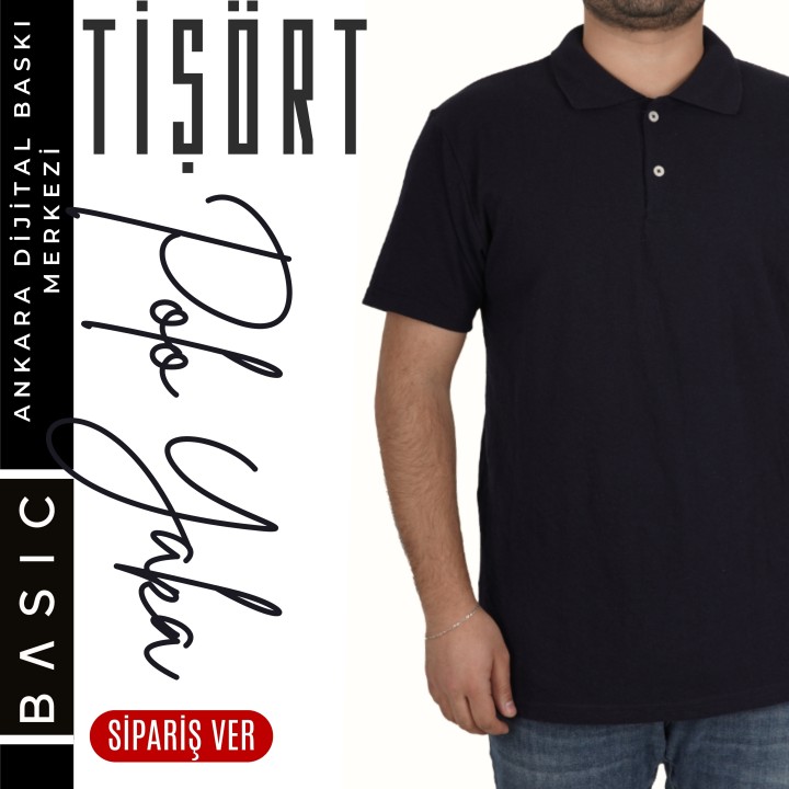 Basic Polo Yaka Tişört Lacivert