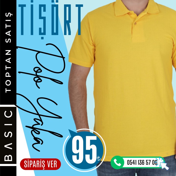 Basic Polo Yaka Tişört Sarı
