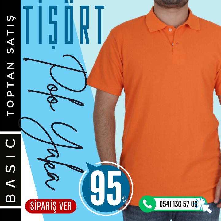 Basic Polo Yaka Tişört Turuncu
