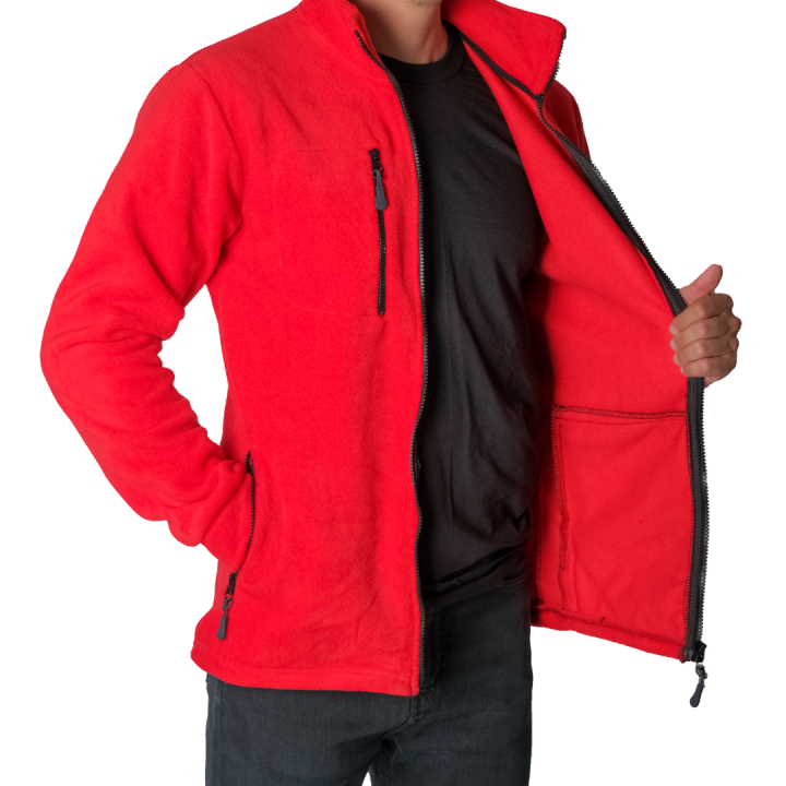 Baskılı Basic Polar Mont 3 Cepli Kırmızı