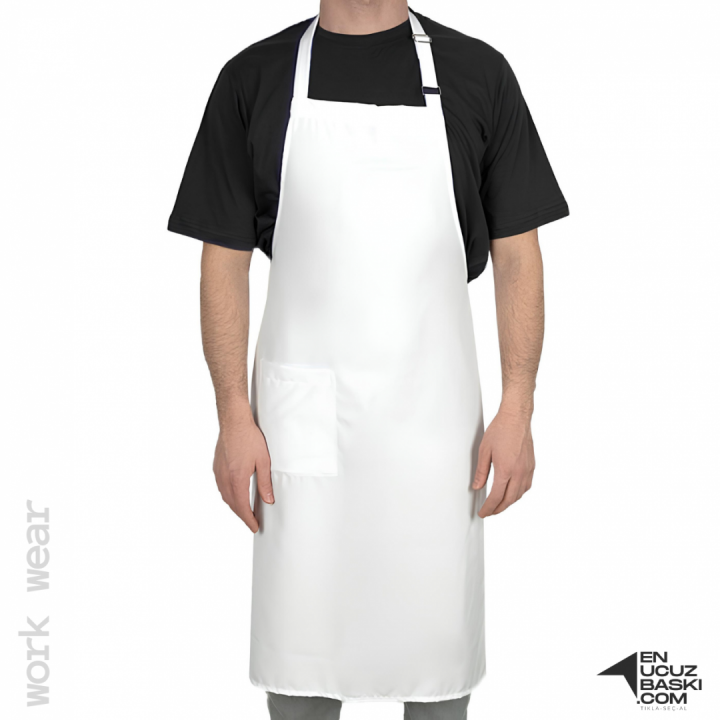 Baskılı Mutfak Aşçı Önlük Beyaz - İş Kıyafeti