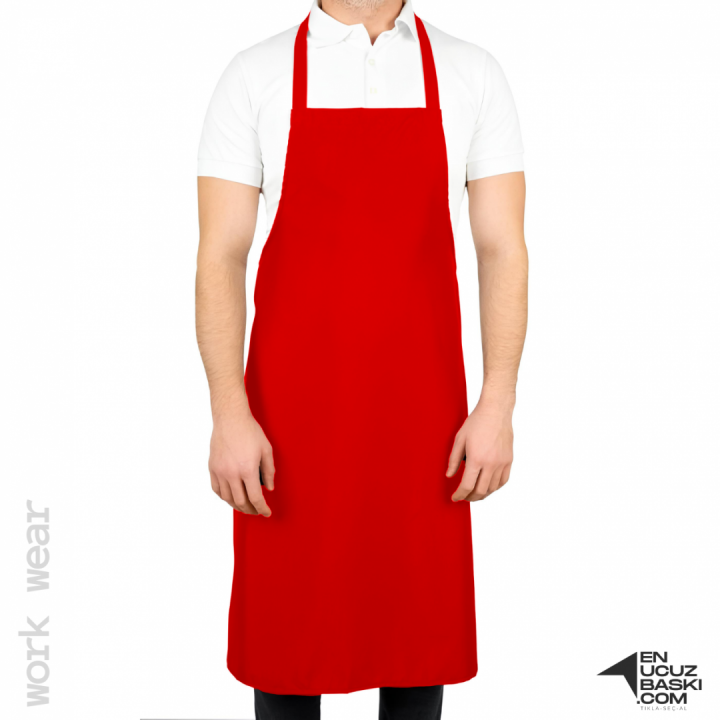 Baskılı Mutfak Aşçı Önlük Kırmızı - İş Kıyafeti