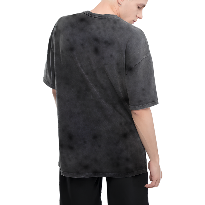 Baskılı Over Size T-shirt Boyama Gri - Premium