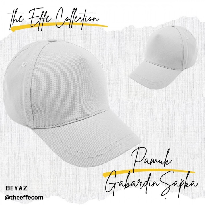 Baskılı Pamuk Gabardin Şapka Beyaz
