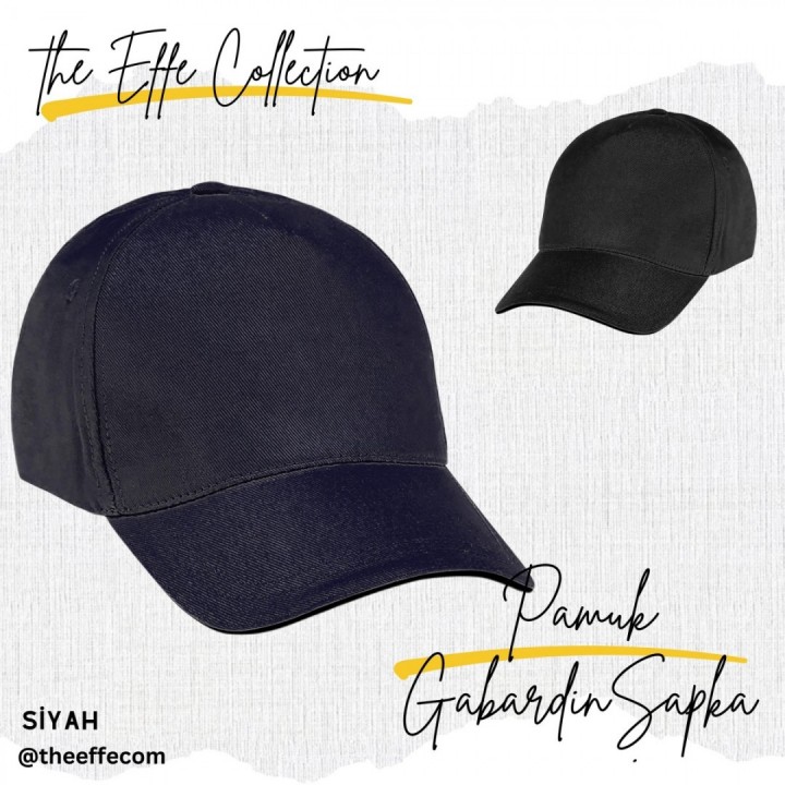 Baskılı Pamuk Gabardin Şapka Siyah