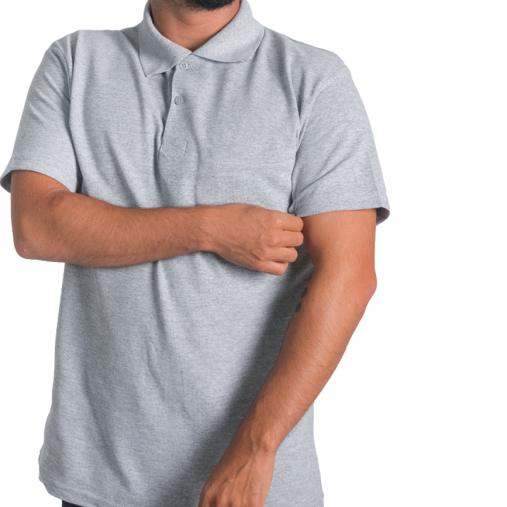 Baskılı Polo Yaka Tişört Basic Gri