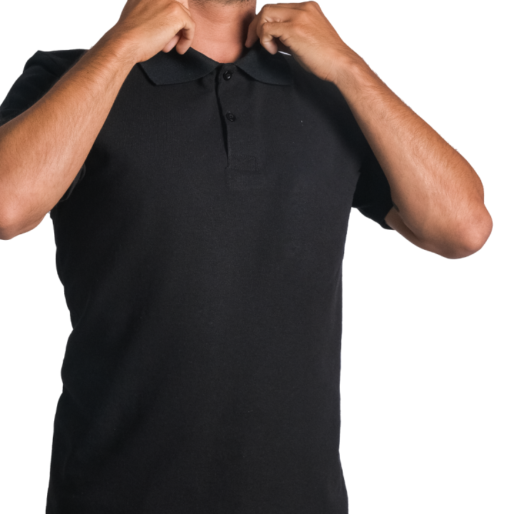 Baskılı Polo Yaka Tişört Basic Siyah