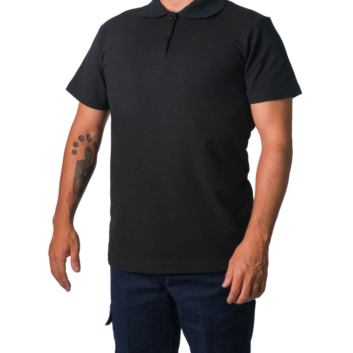 Baskılı Polo Yaka Tişört Basic Siyah