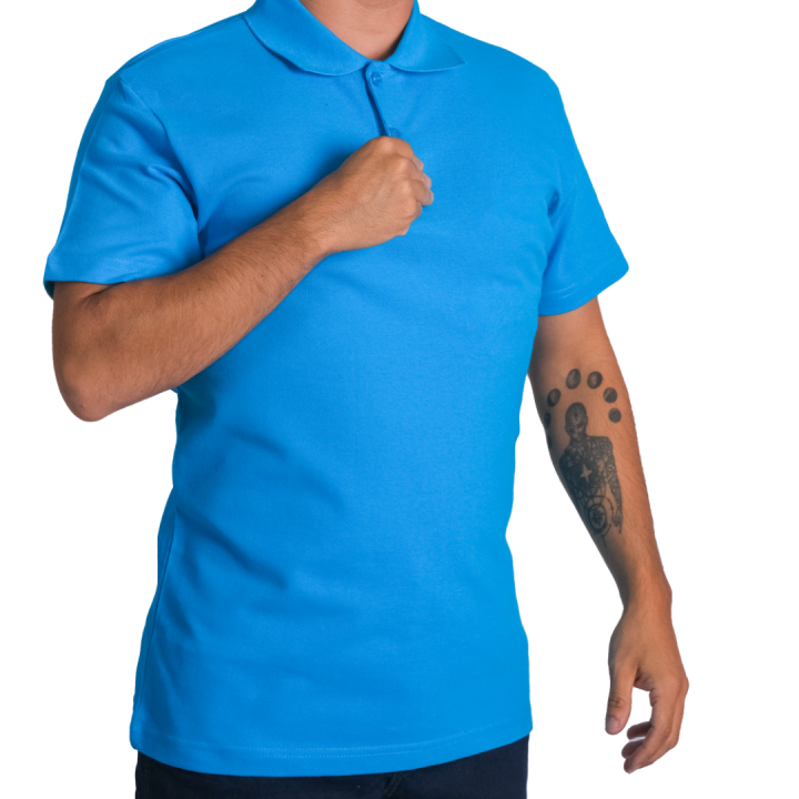 Baskılı Polo Yaka Tişört Basic Turkuaz Baskılı Polo Yaka Tişört Basic Turkuaz