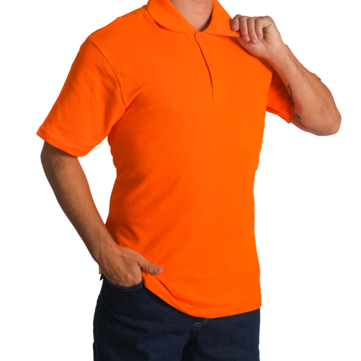 Baskılı Polo Yaka Tişört Basic Turuncu