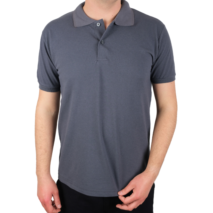 Baskılı Polo Yaka Tişört Premium Antrasit