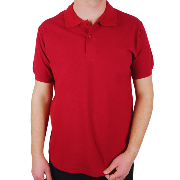 Baskılı Polo Yaka Tişört Premium Bordo