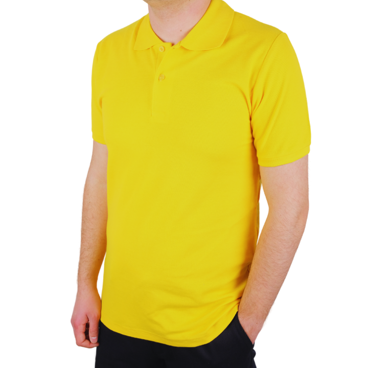 Baskılı Polo Yaka Tişört Premium Sarı