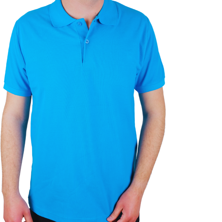 Baskılı Polo Yaka Tişört Premium Turkuaz