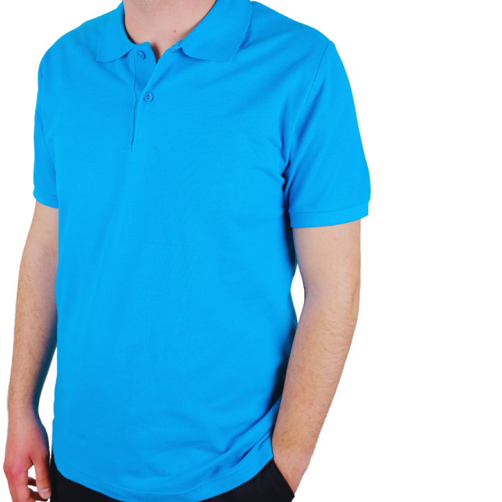 Baskılı Polo Yaka Tişört Premium Turkuaz