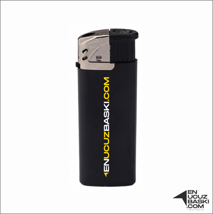 Baskılı STR Çakmak Siyah Çift Yön Baskı (En Az 100 Adet)