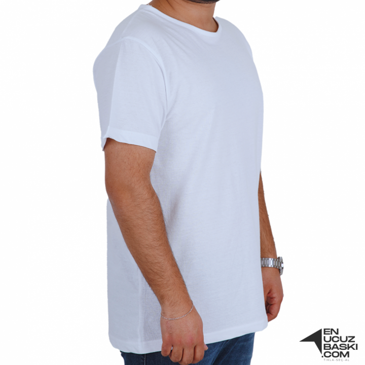 Baskılı Sıfır Yaka Basic Tişört Beyaz Baskılı Sıfır Yaka Basic Tişört Beyaz