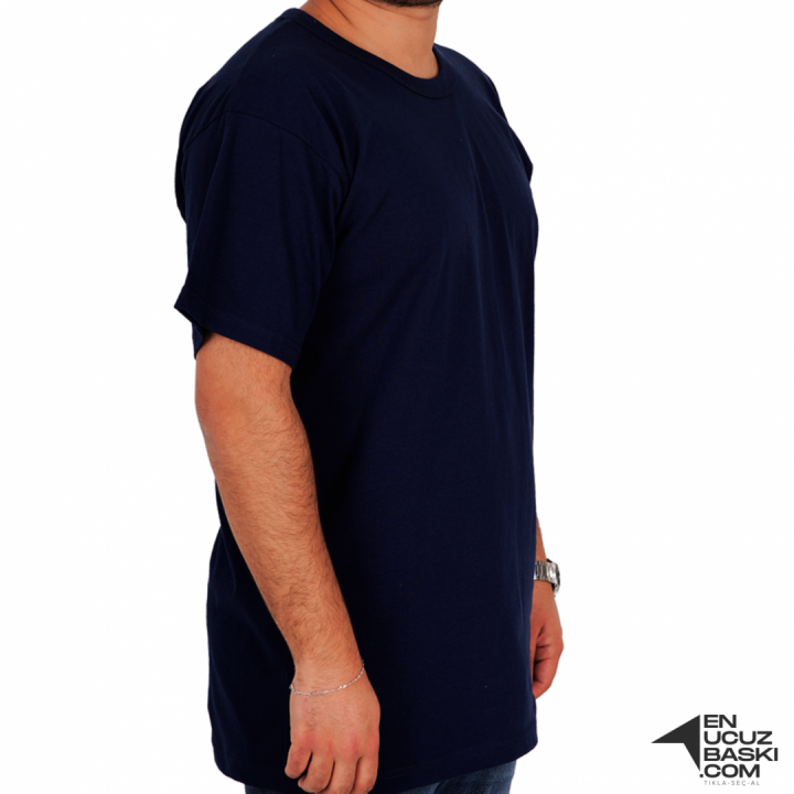 Baskılı Sıfır Yaka Basic Tişört Siyah