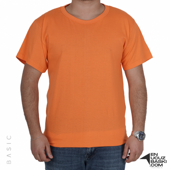 Baskılı Sıfır Yaka Basic Tişört Turuncu Baskılı Sıfır Yaka Basic Tişört Turuncu