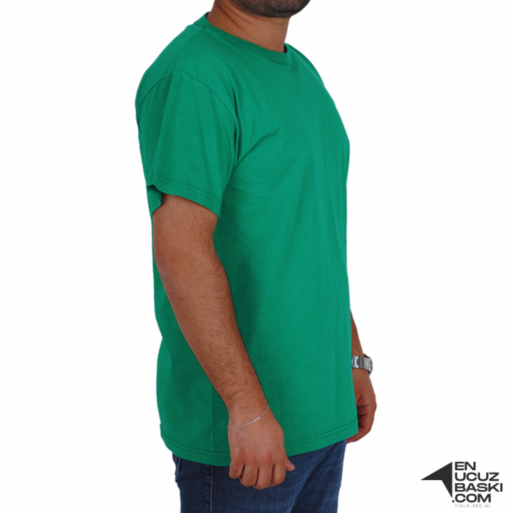 Baskılı Sıfır Yaka Basic Tişört Yeşil