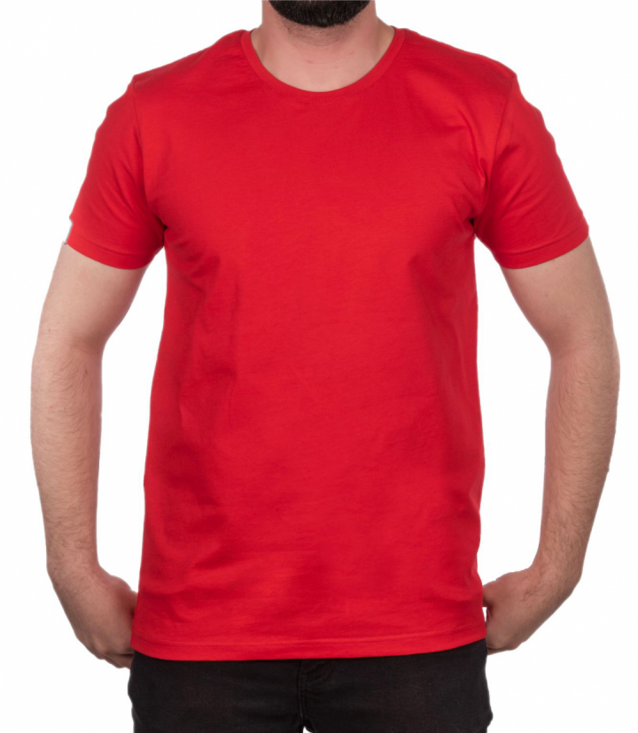 Baskılı Sıfır Yaka Premium Tişört Kırmızı