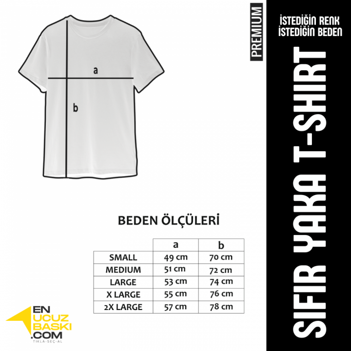 Baskılı Sıfır Yaka Premium Tişört Lacivert