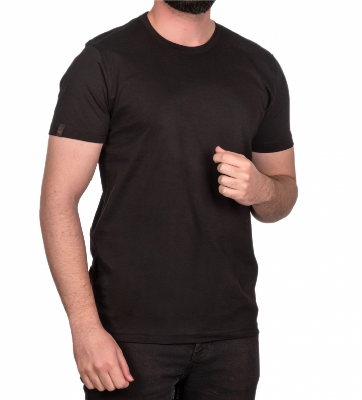 Baskılı Sıfır Yaka Premium Tişört Siyah
