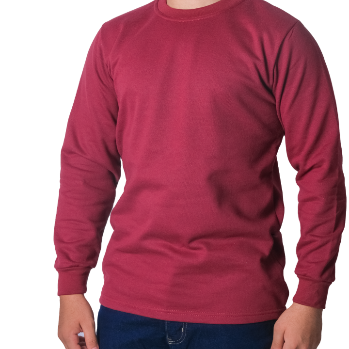 Baskılı Sıfır Yaka Sweat Bordo