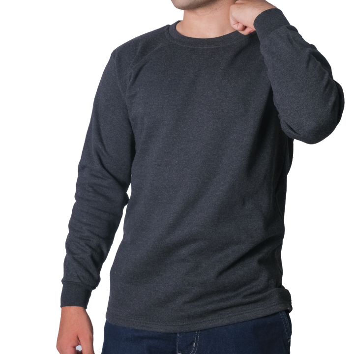 Baskılı Sıfır Yaka Sweat Füme