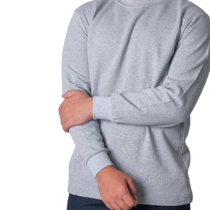 Baskılı Sıfır Yaka Sweat Gri