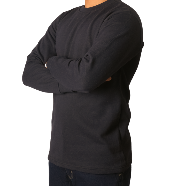 Baskılı Sıfır Yaka Sweat Siyah